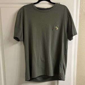 Nickel & Iron Olive Green Crewneck T-Shirt with Fish Embroidery